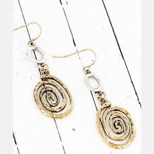 *3/$22* Burnished Two-Tone Oval Swirl Earrings
